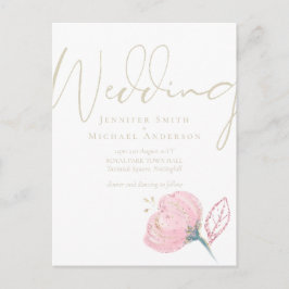 Cartão Postal Elegante Rosa Dourado Disparador de Casamento Mode