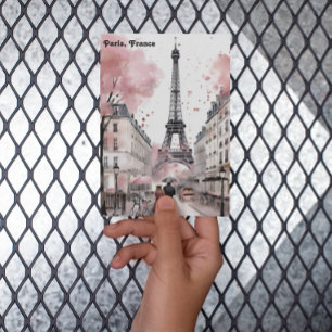 Cartão Postal Elegante Rosa Paris França Torre Romântica Eiffel