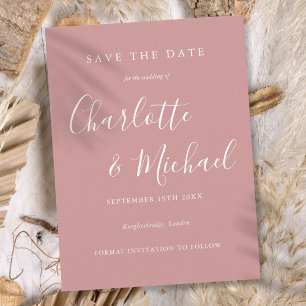 Cartão Postal Elegante Rosa Poeirento Script Casamento Salve a D