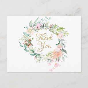 Cartão Postal Elegante Rosas Grinalda Negócios Obrigado