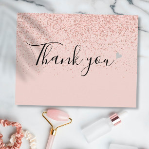 Cartão Postal Elegante Roteiro de Negócios Obrigado Dourado Rosa
