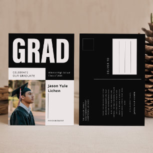 Cartão Postal Elegante Rótulo de Graduação de Fotos de Agradecim