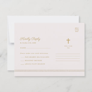 Cartão Postal Elegante RSVP de Batismo Religioso & Crisma em Our