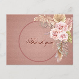 Cartão Postal Elegante Rustic Boho Floral Botaniqe Obrigado de C