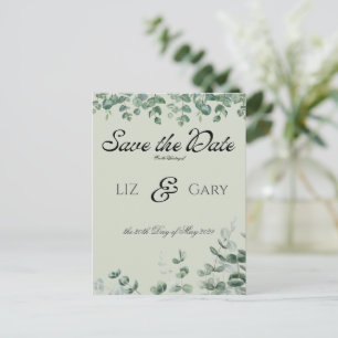 Cartão Postal Elegante Save the Date de Casamento com Verde de E