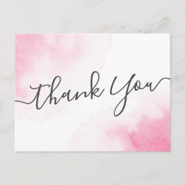 Cartão Postal Elegante script cor-de-água rosa obrigado você