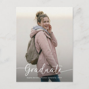 Cartão Postal Elegante Script Foto Laço Rosa Agradecimento de Gr