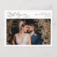 Elegante Script Greenery Wedding Foto Muito Obriga