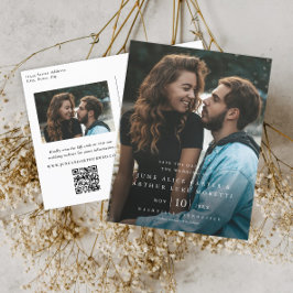 Cartão Postal Elegante Simples Foto Casamento Salve a Data