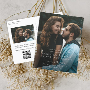 Cartão Postal Elegante Simples Foto Casamento Salve a Data