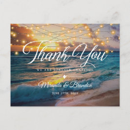 Cartão Postal Elegante Sunset Beach Lights Summer Obrigado