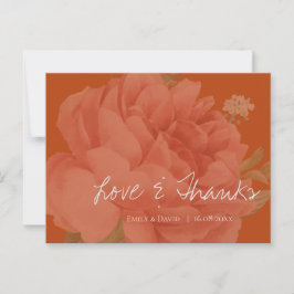 Cartão Postal Elegante Terracota Floral Casamento Amor E Agradec