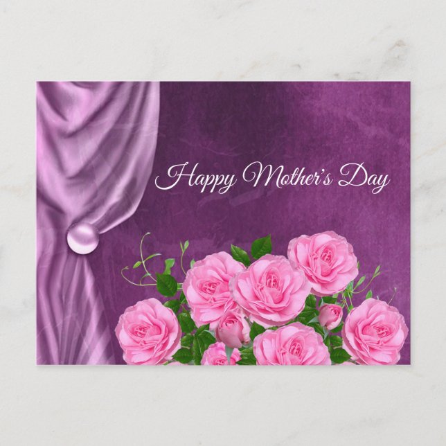 Cartão Postal Elegante,Textura,Rosas Rosa (Frente)