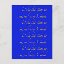 Cartão Postal Elegante Tipografia Amarela Azul Cuide-se Descanse