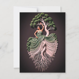 Cartão Postal Elegante Tree Woman Wall Art - 3D Inspirado na Nat
