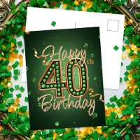 Elegante Verde Esmeralda e Dourado Aniversário de 