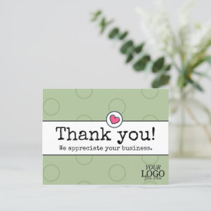 Cartão Postal Elegante Verde Sábio Com Agradecimento Empresarial