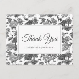 Cartão Postal Elegante Vintage Black White Toile Deer