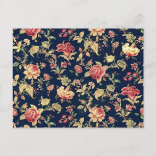 Cartão Postal Elegante Vintage Floral Rosa Patterno