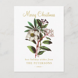 Cartão Postal Elegante Vintage Rosa de Natal Botânico