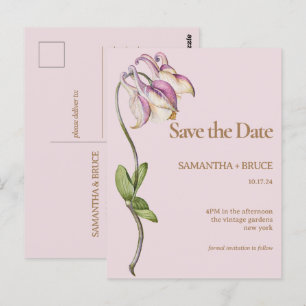 Cartão Postal Elegante Vintage Wildflower Guardar Floral a Dat