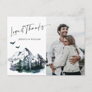 Cartão Postal Elegante Watercolor Mounts PHOTO Obrigado