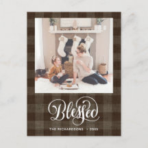 Elegante White Script BLESSED Brown Buffalo Xadrez