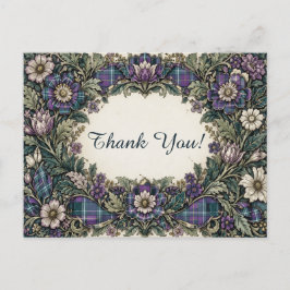 Cartão Postal Elegante Xadrez Floral Agradecimento