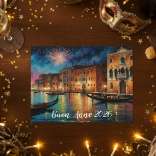 Cartão Postal Elegantes Fogos de Artifício de Ano Novo em Veneza