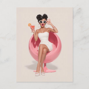 Cartão Postal Elegantes Vibes de Glamour Retro