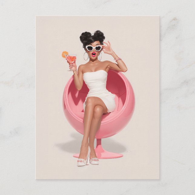 Cartão Postal Elegantes Vibes de Glamour Retro (Frente)