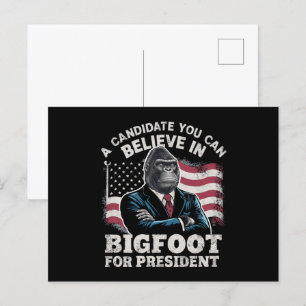 Cartão Postal Eleição 2024 Voto Engraçado Sasquatch EUA