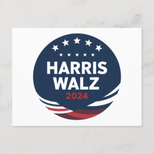 Cartão Postal Eleição de Botão Retro para Democratas Harris Walt
