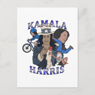 Cartão Postal Eleição de Estilo de Rap Pirata de Kamala Harris