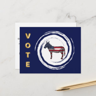 Cartão Postal Eleição Dourada Voto Patriótico Donkey