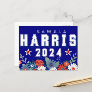Cartão Postal Eleição Floral do bonito Harris 2024
