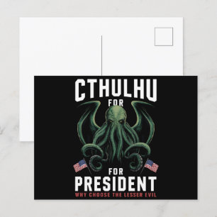 Cartão Postal Eleições Engraçadas de 2024 Cthulhu para President