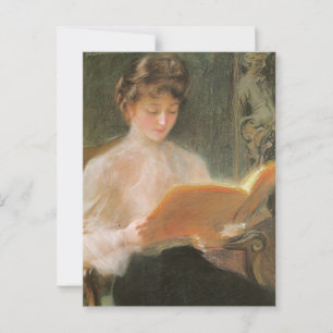 Cartão Postal Eleita Vintage Mulher Leitora Teodor Axentowicz