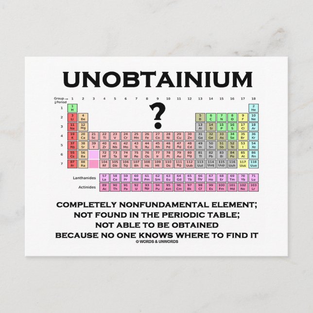 Cartão Postal Elemento De Unobtainium Completamente Não Fundamen (Frente)