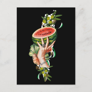 Cartão Postal Elementos tradicionais da Palestina no mapa palest