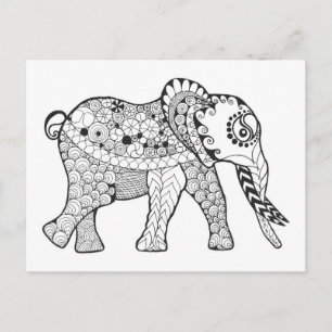 Cartão Postal Elephant Doodle