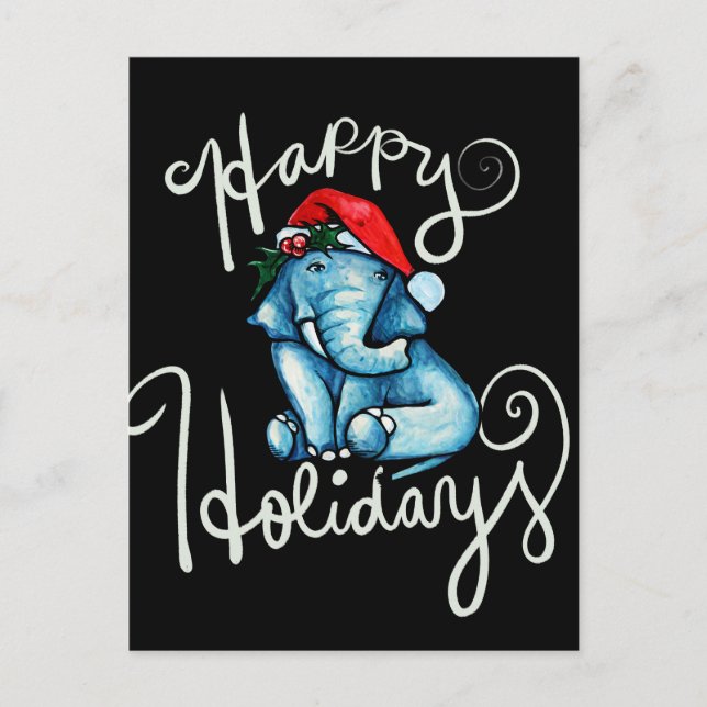 Cartão Postal Elephant Happy Holidays Nature holyule art (Frente)