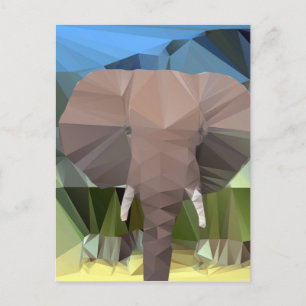 Cartão Postal Elephant Head African Theme Low Poly