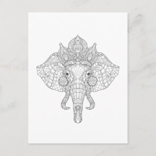 Cartão Postal Elephant Head Zendoodle