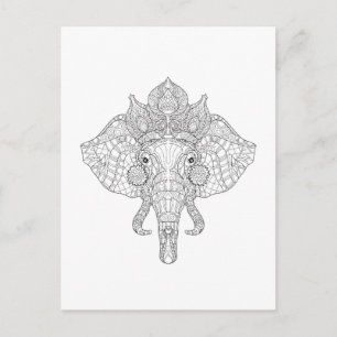 Cartão Postal Elephant Head Zendoodle