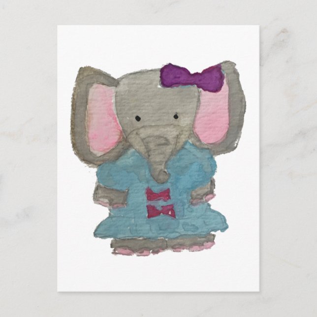 Cartão Postal Elephant Jungle Friends Baby Animal Color (Frente)