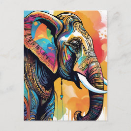 Cartão Postal Elephant mandala - cor da água