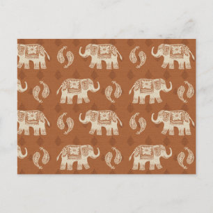 Cartão Postal Elephant Orange Caravan Patterno