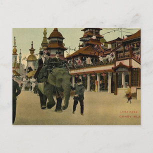 Cartão Postal Elephant Ride in Luna Park, Coney Island, 1910