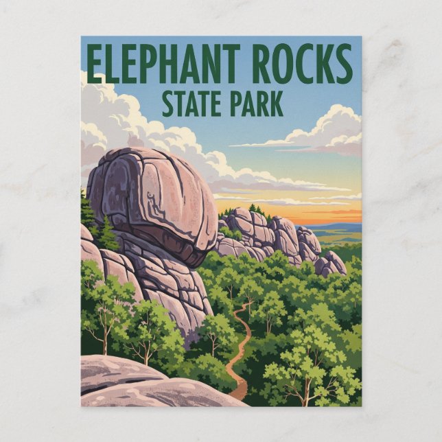 Cartão Postal Elephant Rocks State Park Viagem Missouri (Frente)